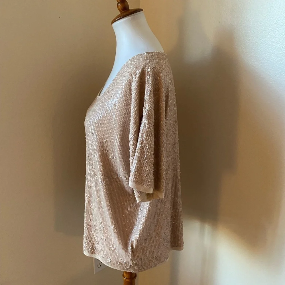 J. Crew Sequin Cotton Blend Tee Shirt